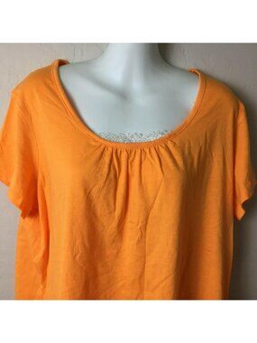Simply Basic Sleepwear Women's Orange Pajama Top Short Sleeve PJs Size Large